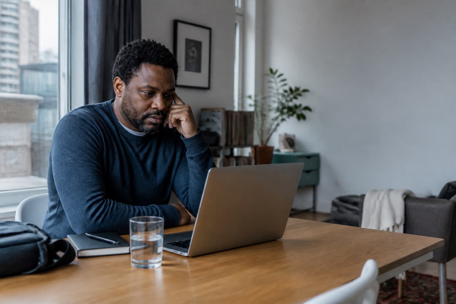 A working adult preparing to discuss a health-related work absence online