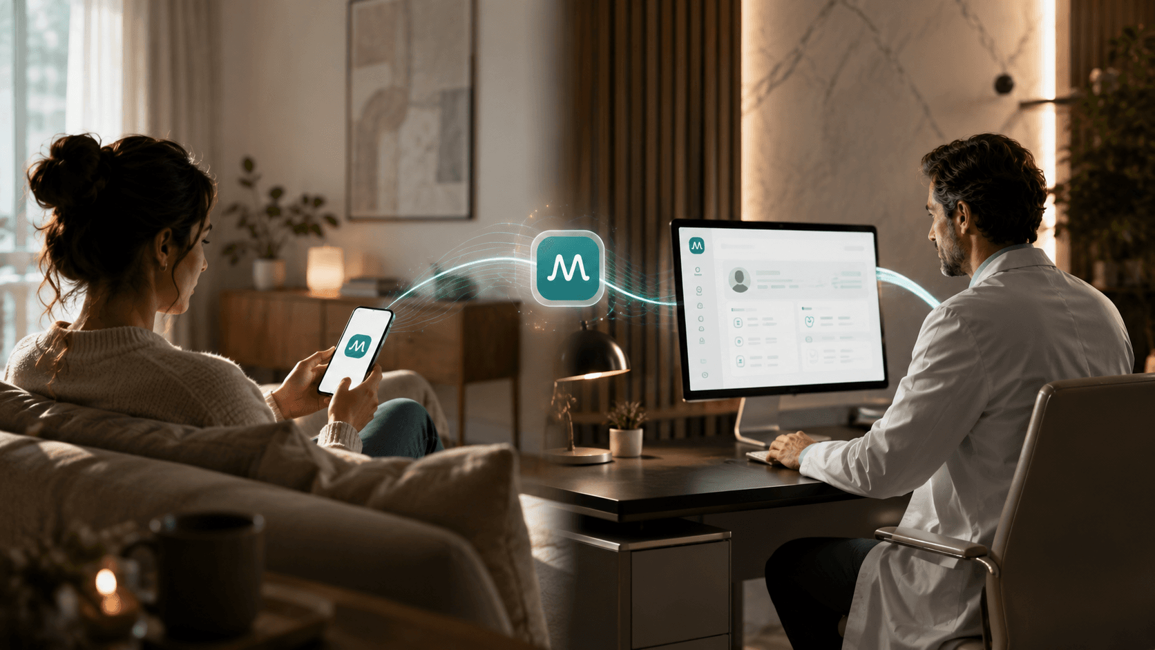 A patient and a MedVibe nurse practitioner connected for a virtual consultation