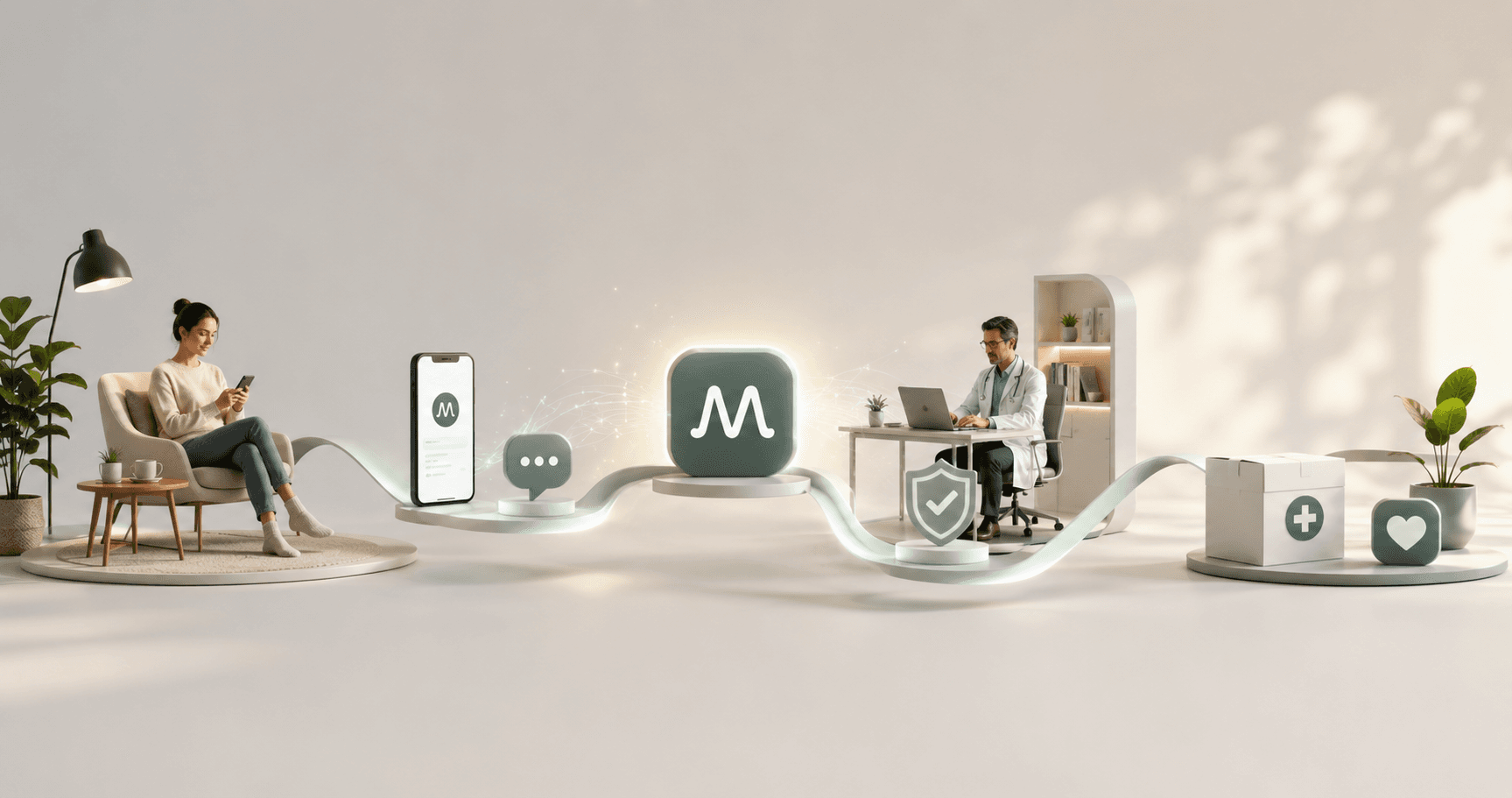 An illustrated overview of the MedVibe care journey, from patient to nurse practitioner